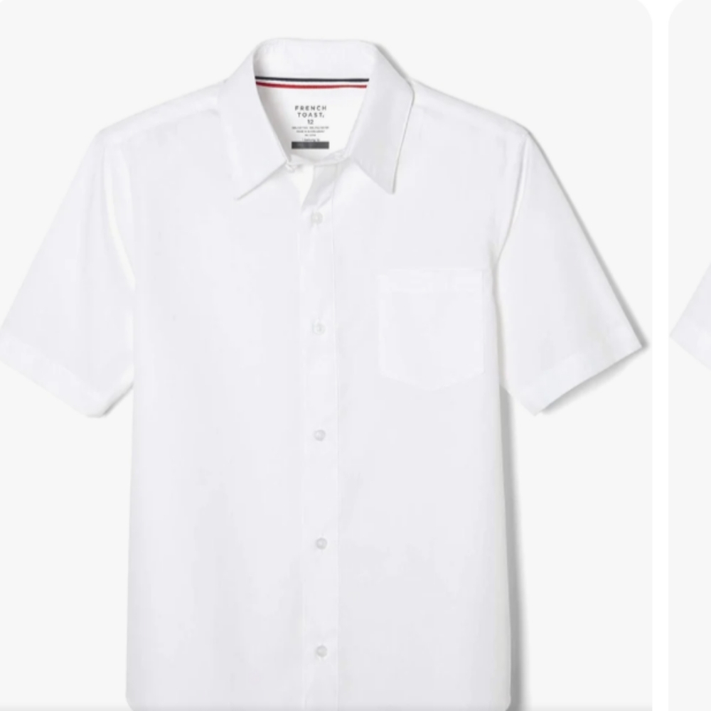 French Toast Adult Short Sleeve White Dress Shirt Size Men's Small